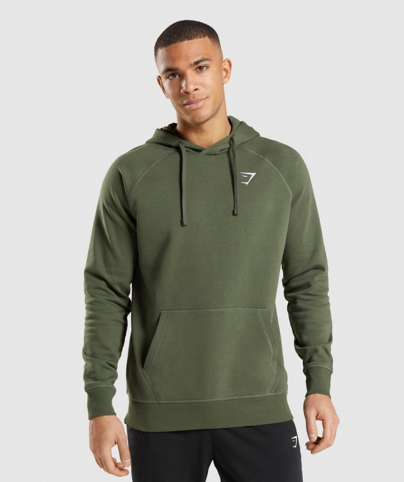 Bluzy Z Kapturem Gymshark Crest Męskie Oliwkowe | PL 980EKG